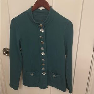 Neon Buddha Green Fleece Jacket with glam button front, size S